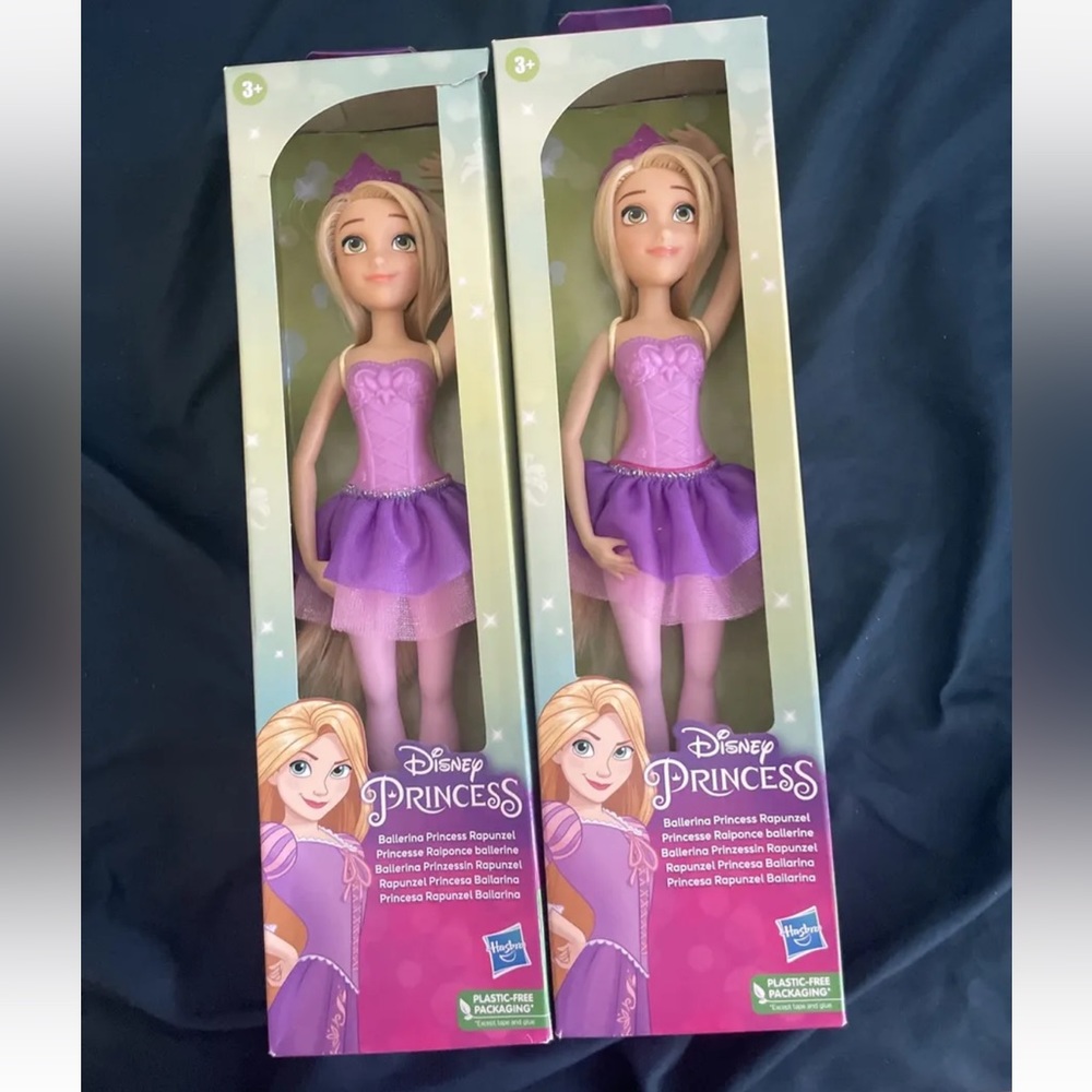 2 Disney Princess  Ballerina Princess Rapunzel  11" Doll Hasbro New